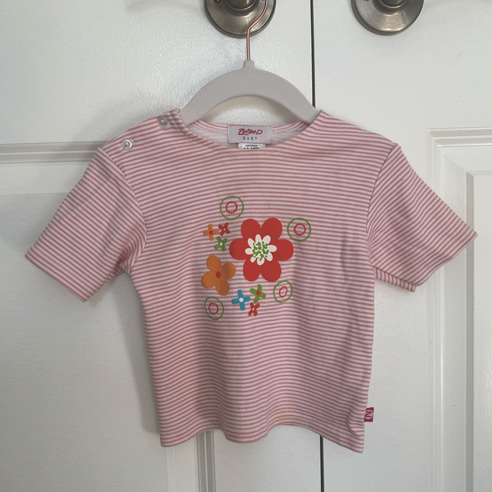 Zutano Striped Floral Tshirt 12-18m